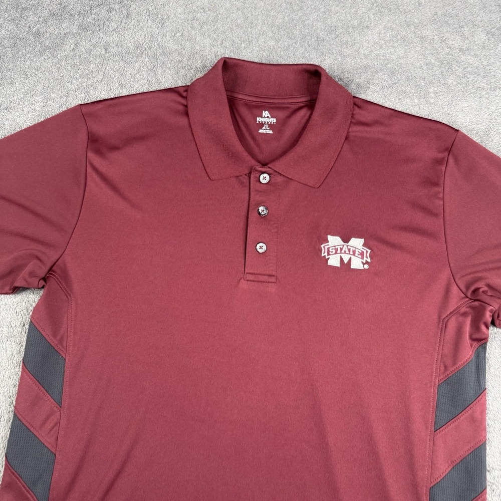 Mississippi State Bulldogs Polo Shirt Mens Large Maroon NCAA Football Dawgs KA